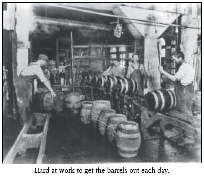 Hard at work to get the barrels out each day