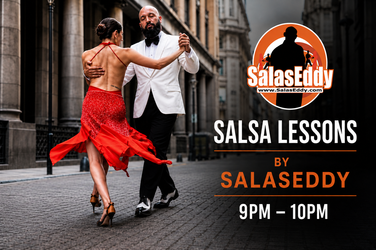 SalsaEddy — free salsa lessons Friday, July 31, 9–10 PM